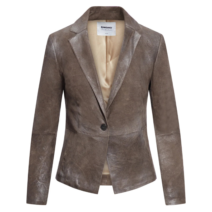 Mid Range Mens Leather Jacket In Brown