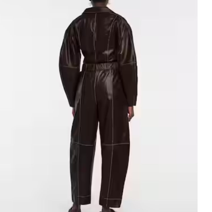 Mid Rise Wide Leg Leather Pants