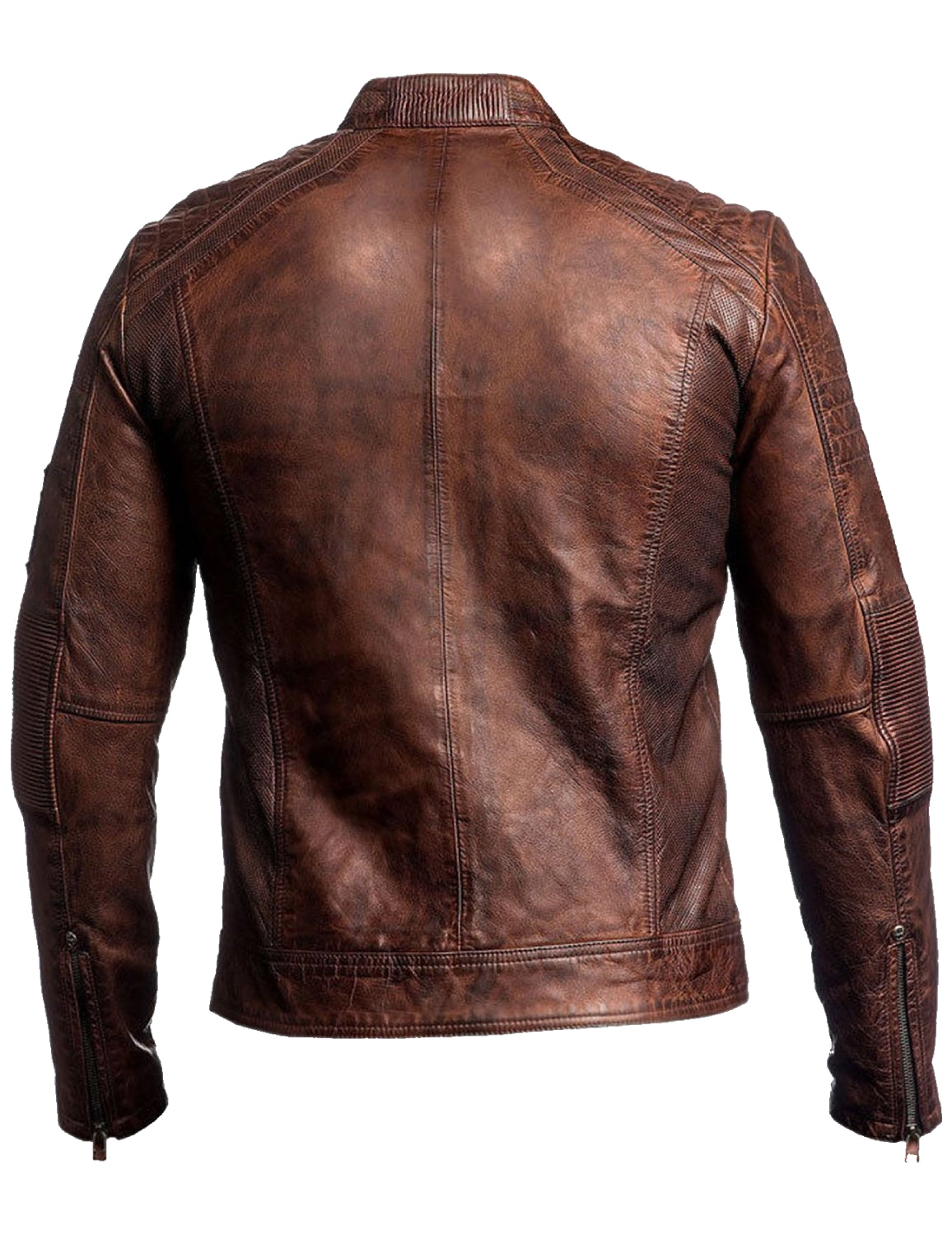 Motorcycle Distressed Brown Cafe Racer Leather Jacket