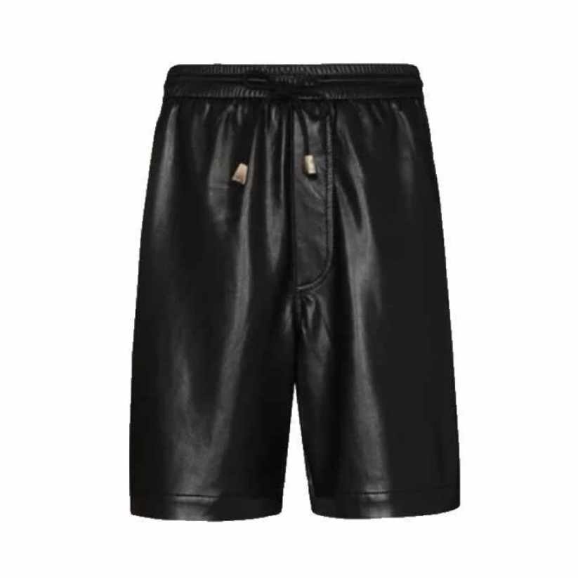 New Black Mens Lambskin Leather Shorts