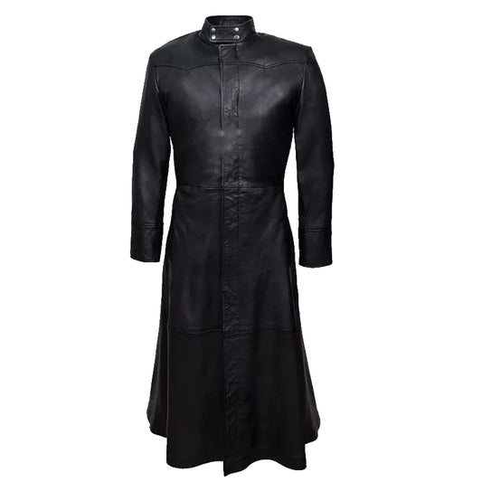 New Leather Black Unique Coat