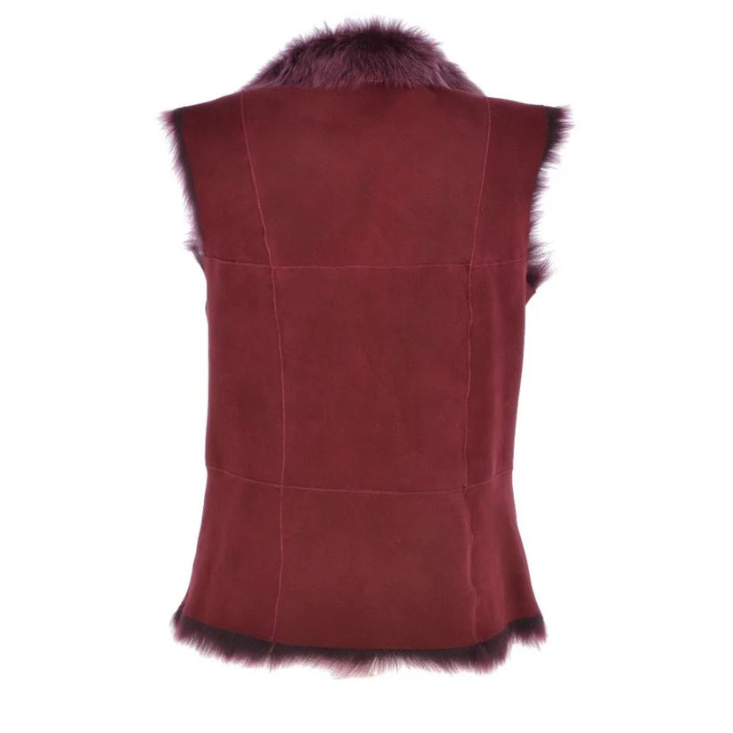 New Maroon Women's Shearling Vest