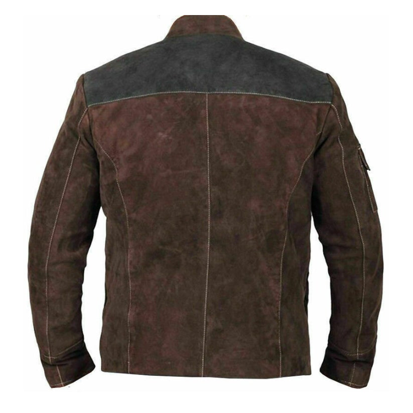 New Mens Biker Dark Brown Suede Leather Jacket