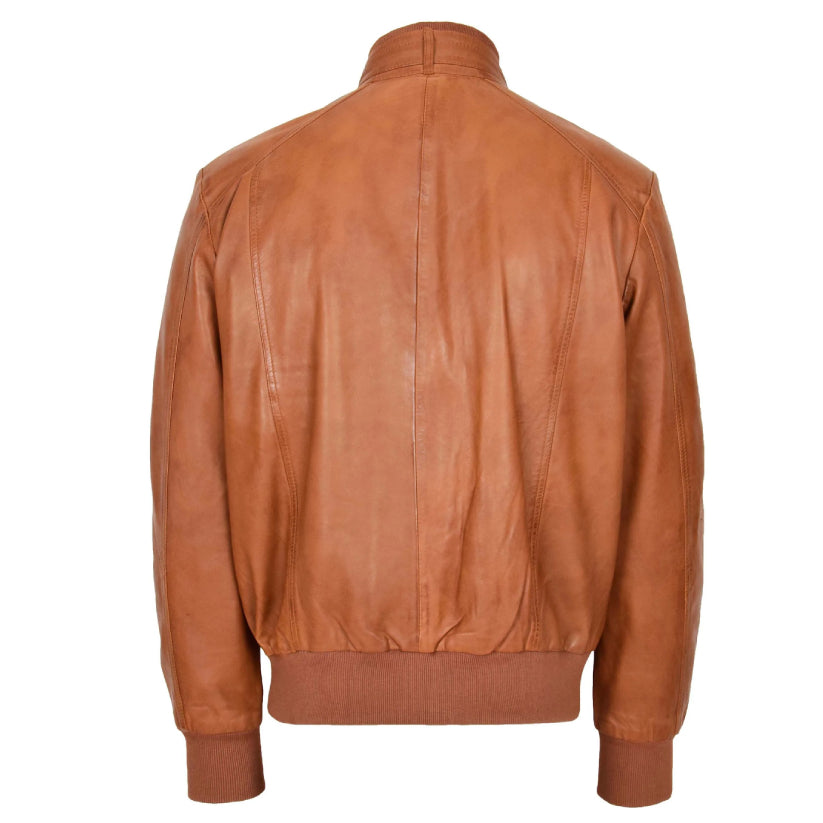 New Mens Leather Bomber Flight Jacket