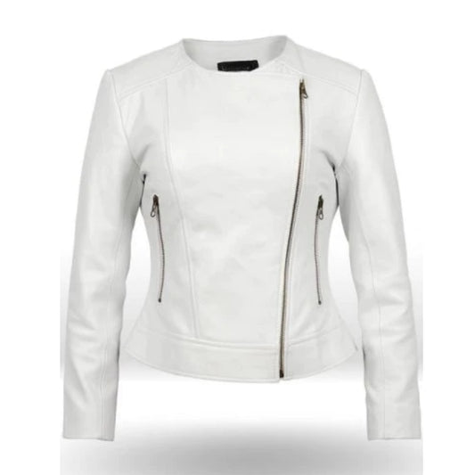 New Stylish Celebrity Leather White Jacket For Women