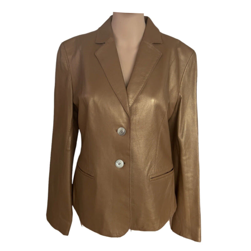 New York Metallic Gold Leather Jacket Blazer