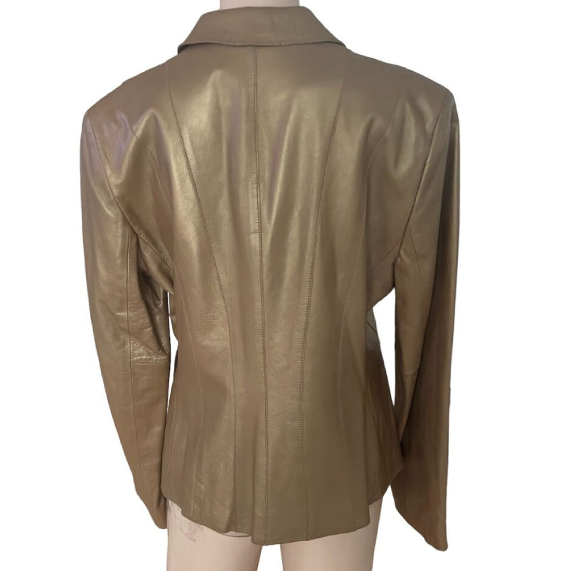 New York Metallic Gold Leather Jacket Blazer