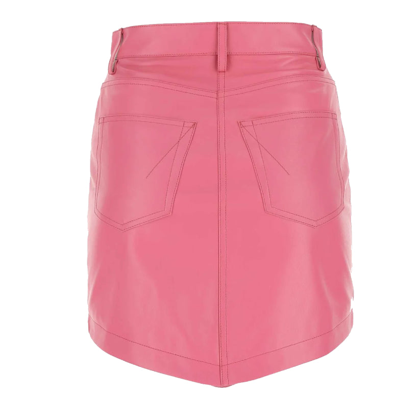Pink Leather Mini Skirt