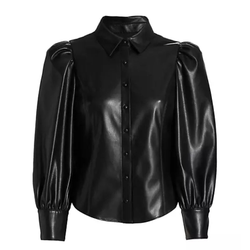 Sleeve Vegan Leather Shirt