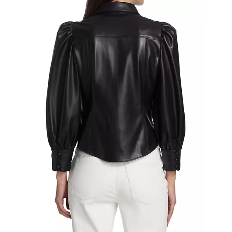 Sleeve Vegan Leather Shirt