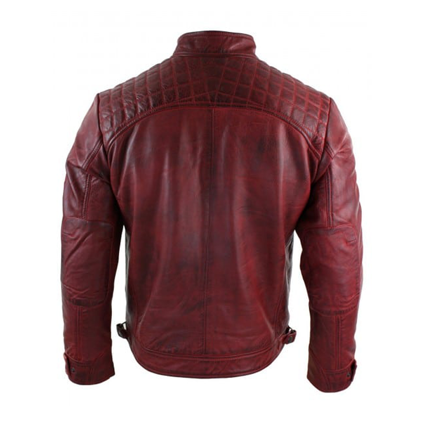 Real Leather Men’s Red Distressed Leather Jacket