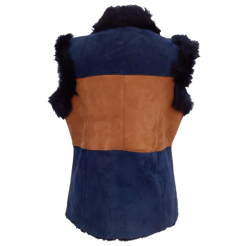 Real Sheepskin Shearling Goat Fur Leather Winter Warm Womens Vest
