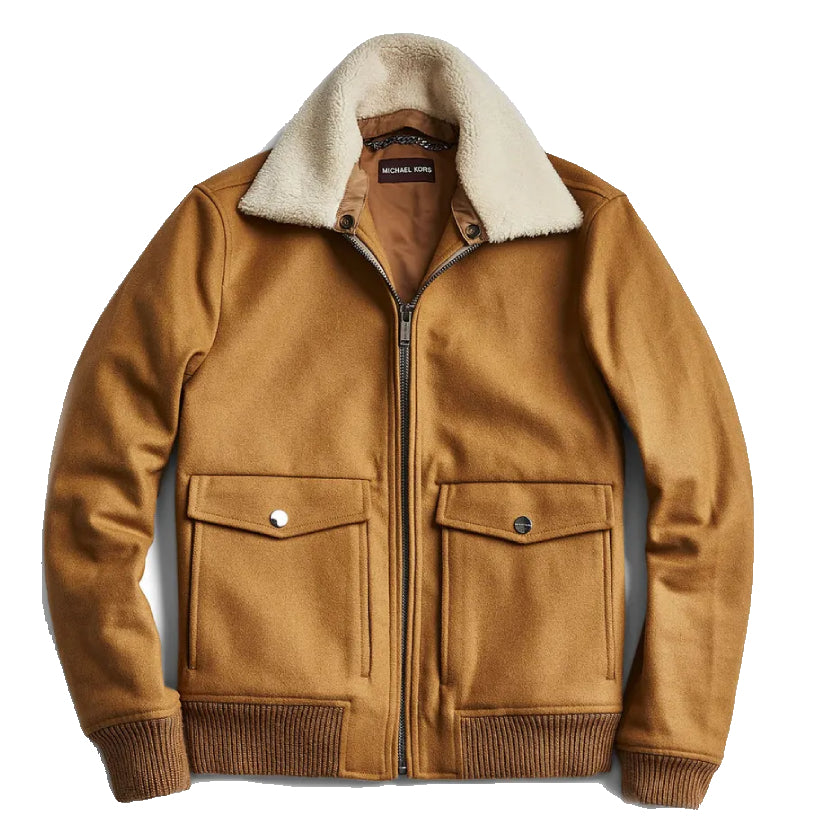 Shearling Bomber Jacket Brown