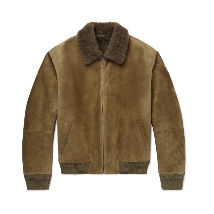 Shearling Bomber Jacket Men Army