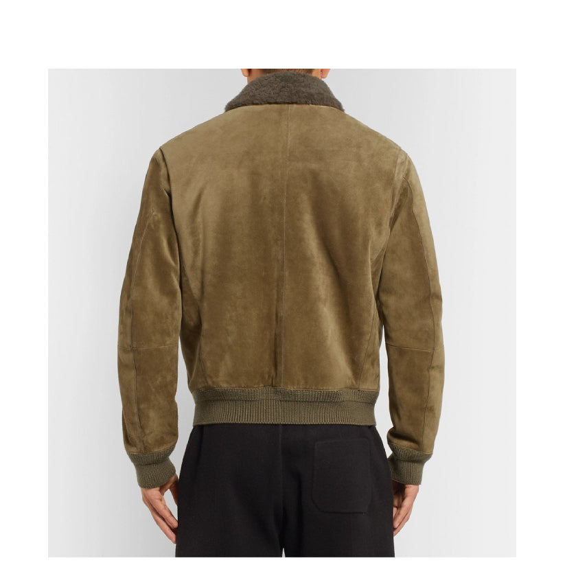 Shearling Bomber Jacket Men Army