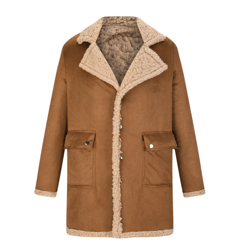 Shearling Leather Coat Faux Suede