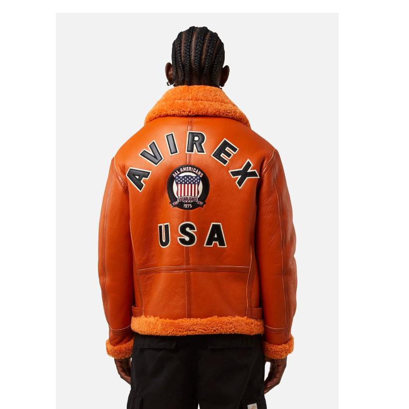 Shearling Leather Jacket Orange