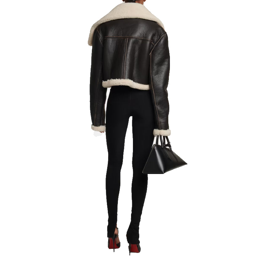 Shearling Trimmed Leather Jacket