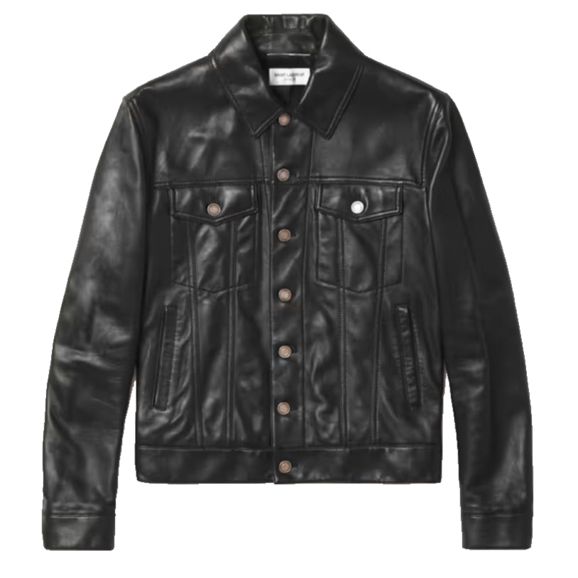Slim Fit Leather Trucker Jacket