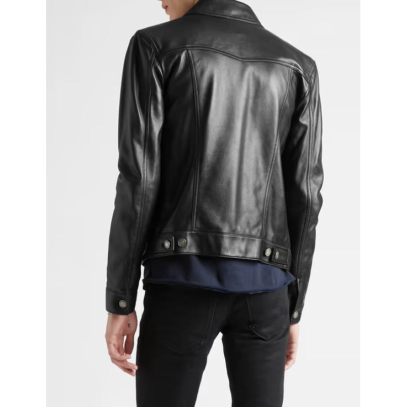 Slim Fit Leather Trucker Jacket
