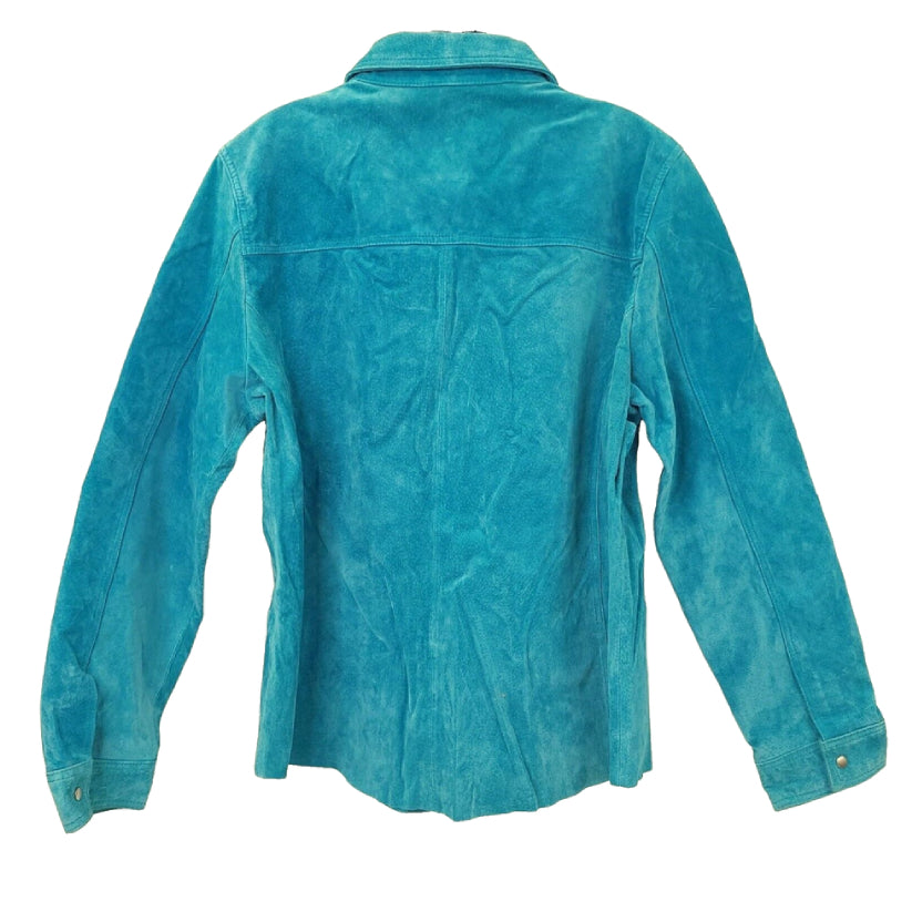 Suede Leather Shirt Aqua Blue