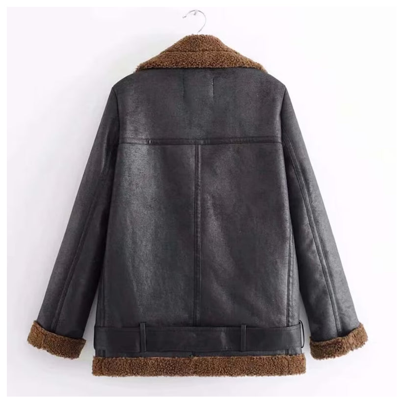 Unique Aviator Leather Jacket Black