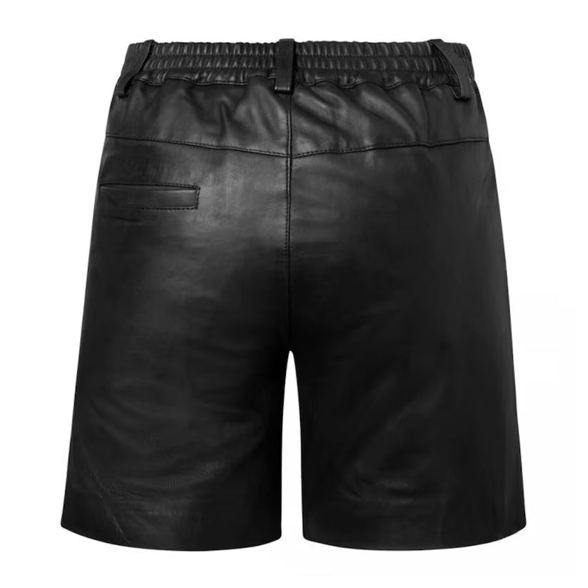 Unique Real Leather Shorts Black