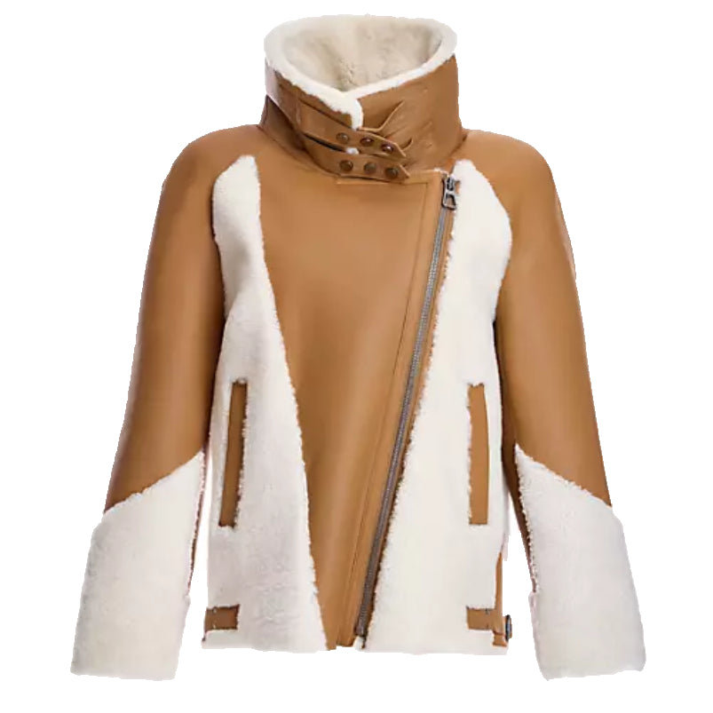 Unique Style Shearling Lamb Biker Jacket