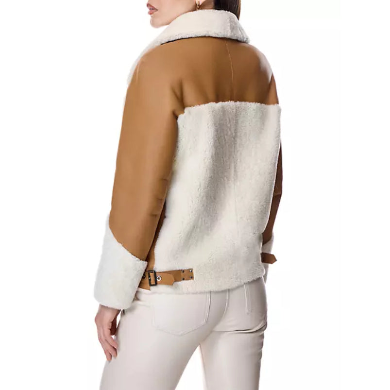 Unique Style Shearling Lamb Biker Jacket