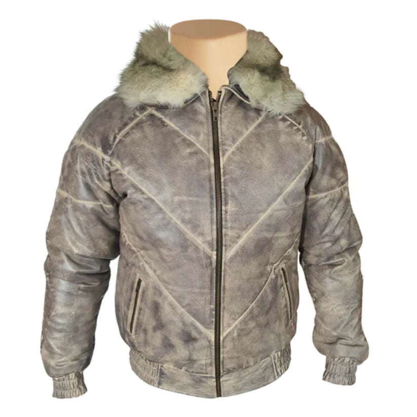 V-Bomber style Winter Leather Jacket