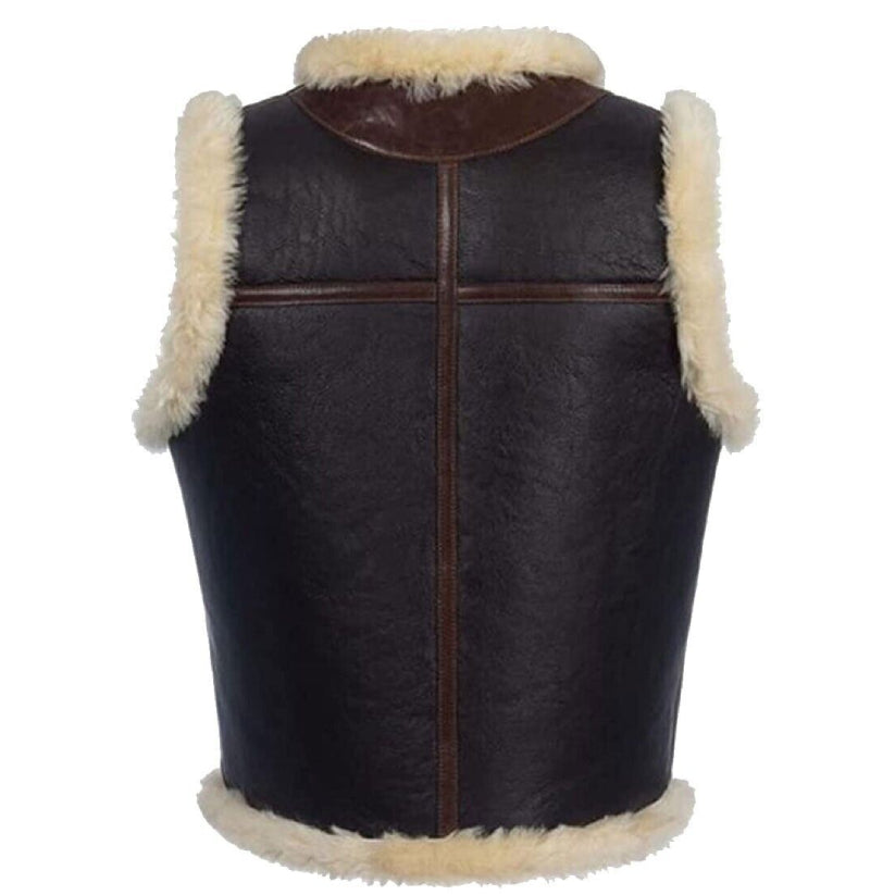 Vintage B3 Aviator Pilot Bomber Genuine Sheep fur Leather Shearling Vest
