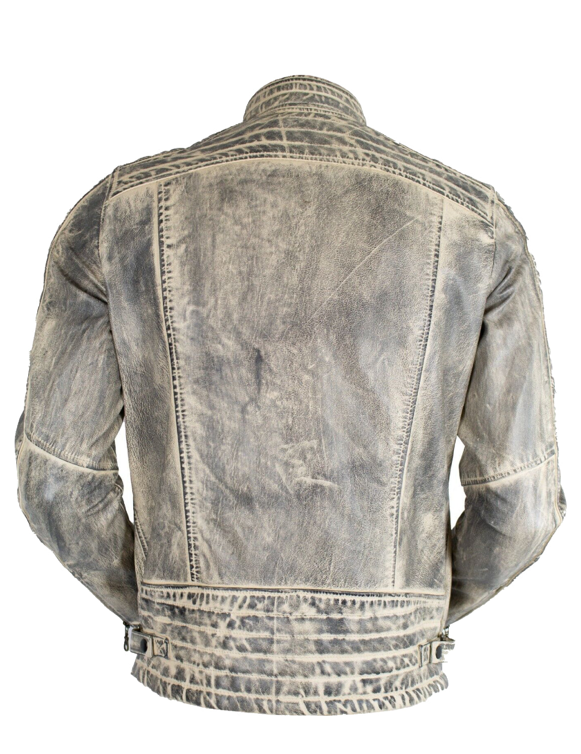 White Waxed Motorcycle Leather Jacket