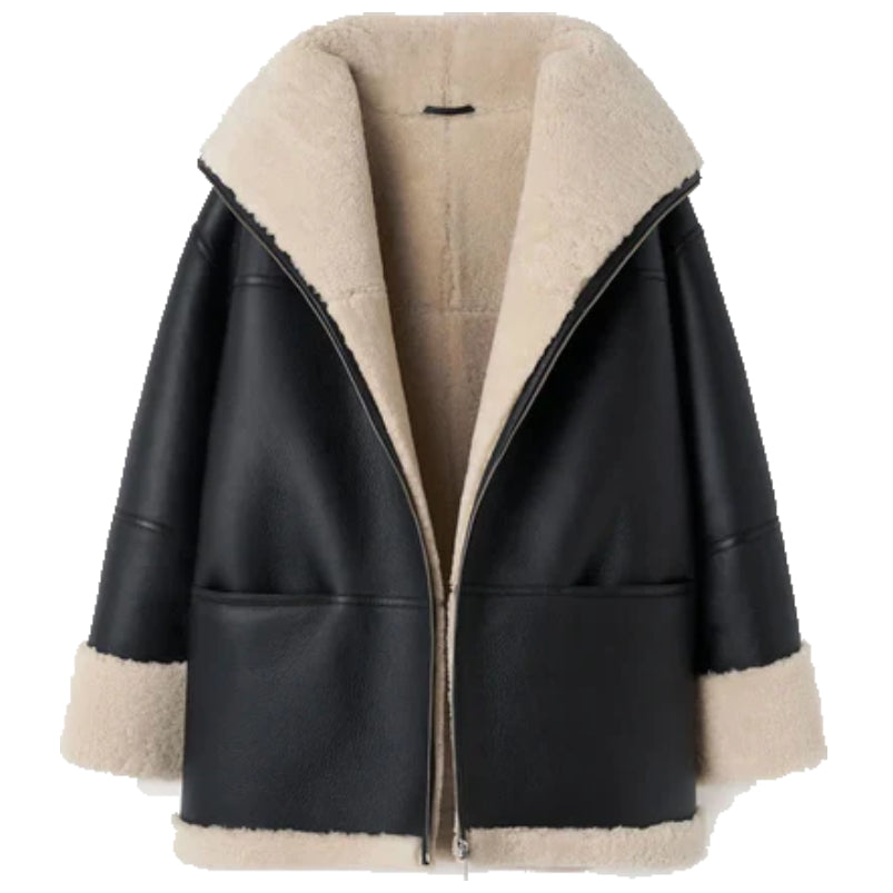 Women B3 RAF Aviator Styled Sheepskin Shearling Leather Jacket
