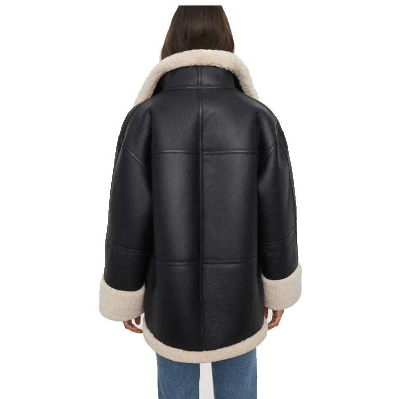 Women B3 RAF Aviator Styled Sheepskin Shearling Leather Jacket