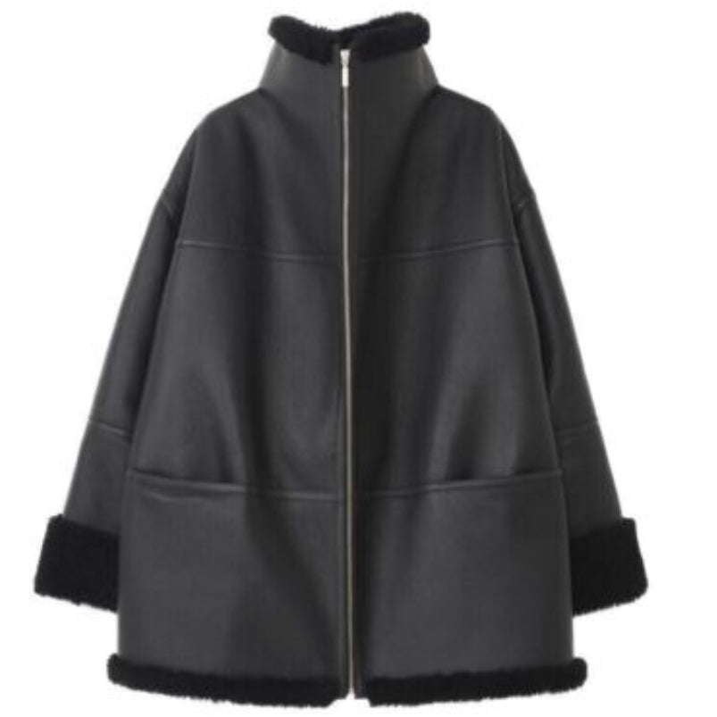 Women B3 Raf Aviator Black Styled Sheepskin Shearling Leather Jacket