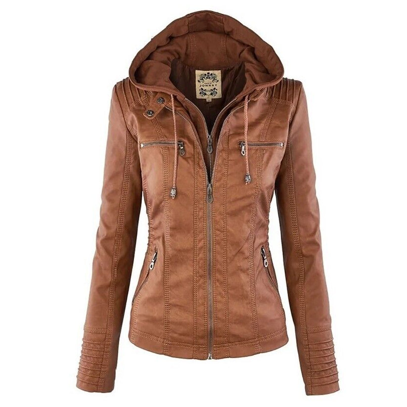 Women Brown Biker Leather Jacket