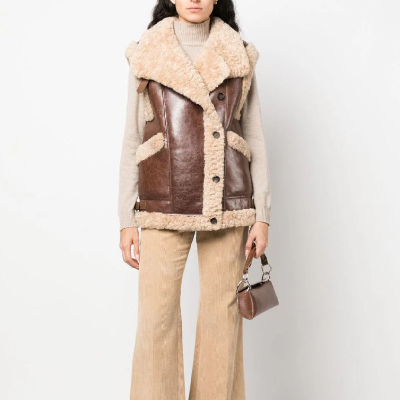 Women Faux-Leather Shearling