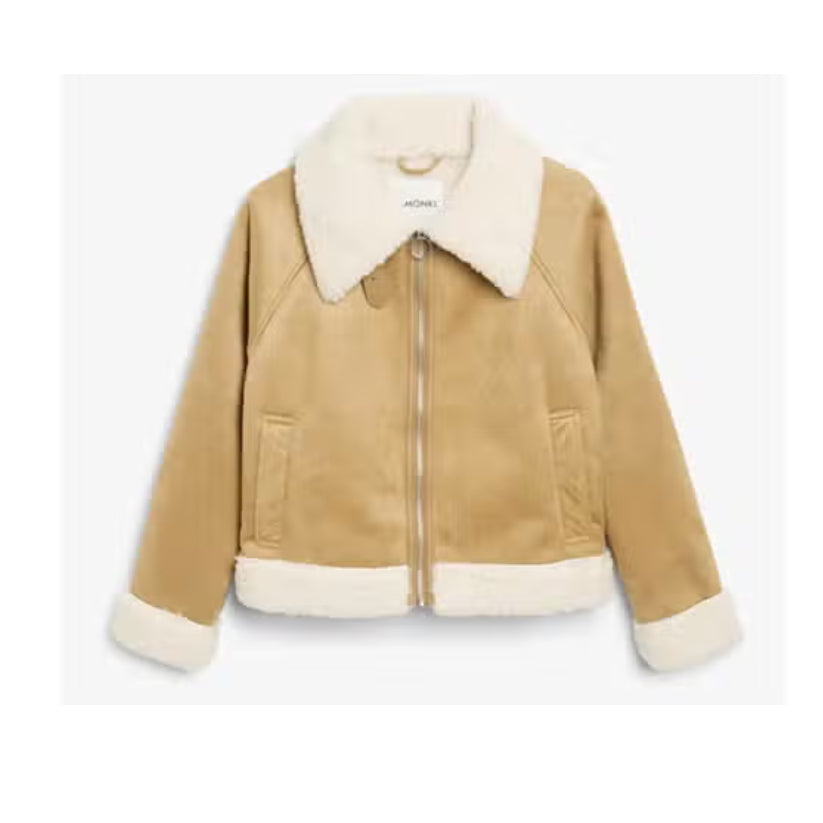 Women Faux Leather Suede Aviator Jacket