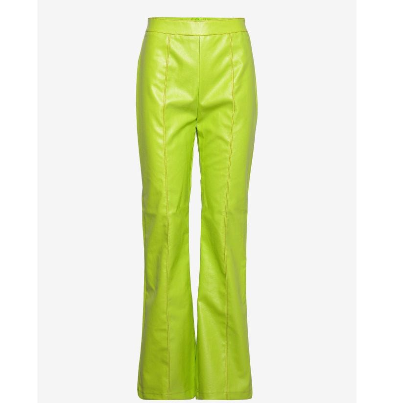 Women Green Pants Leather Trousers
