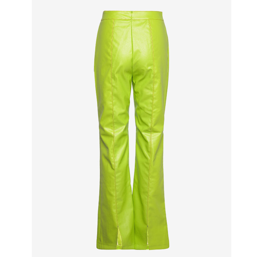 Women Green Pants Leather Trousers
