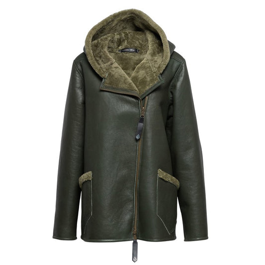 Women Green Shearling Coat