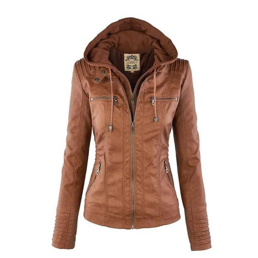Women Leather Jacket Black Slim Fit Biker