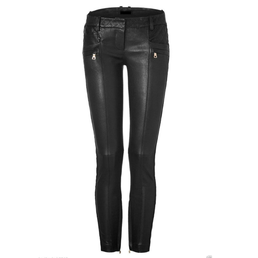 Women Leather Lambskin Bikers Ladies Pants