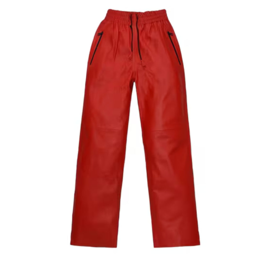 Women Leather Pant Genuine Soft Red