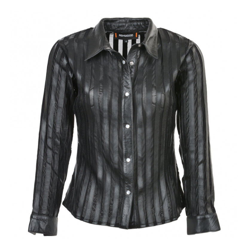 Women Leather Shirt Black