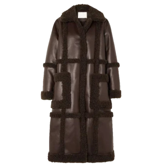 Women Shearling Coat Brown