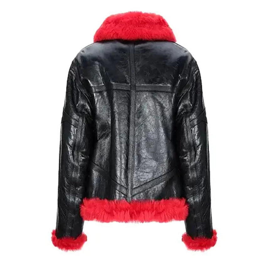 Women’s Aviator Red Shearling Jacket