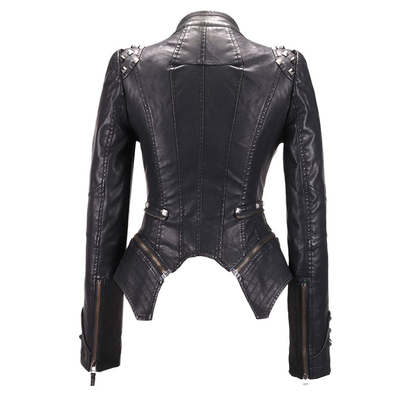 Women’s Biker Studded Leather Jacket