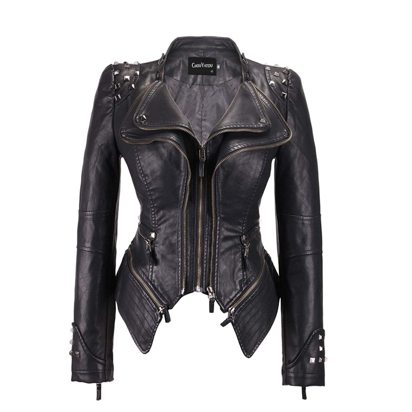 Women’s Biker Studded Leather Jacket