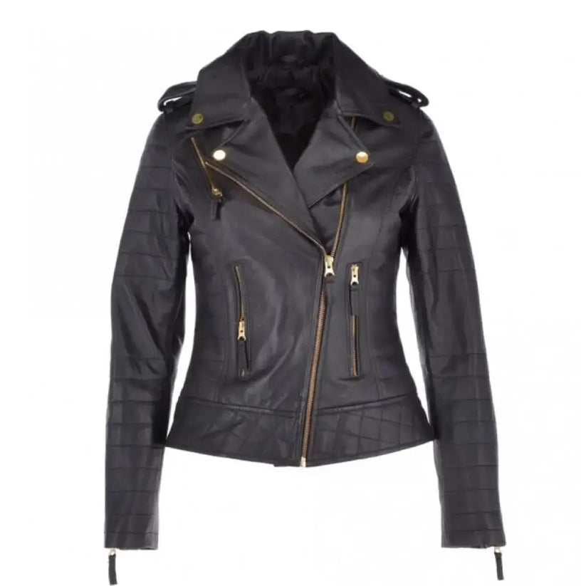 Women’s Black Leather Biker Jacket